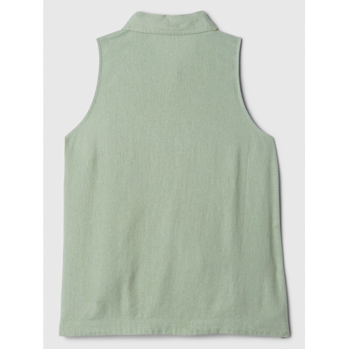 갭 Sleeveless Linen-Blend Cropped Shirt