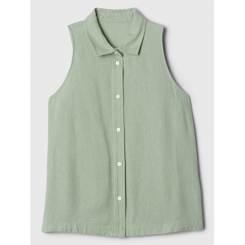 갭 Sleeveless Linen-Blend Cropped Shirt