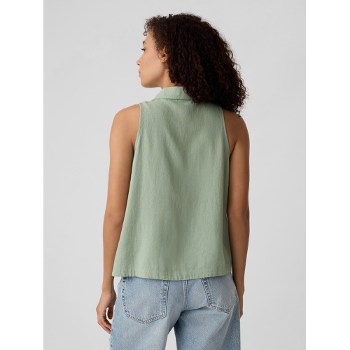 갭 Sleeveless Linen-Blend Cropped Shirt