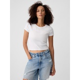 Cropped Fitted Ribbed T-Shirt