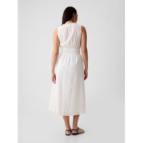 갭 Linen-Blend Splitneck Maxi Dress