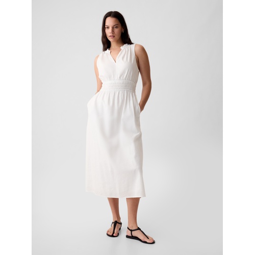 갭 Linen-Blend Splitneck Maxi Dress