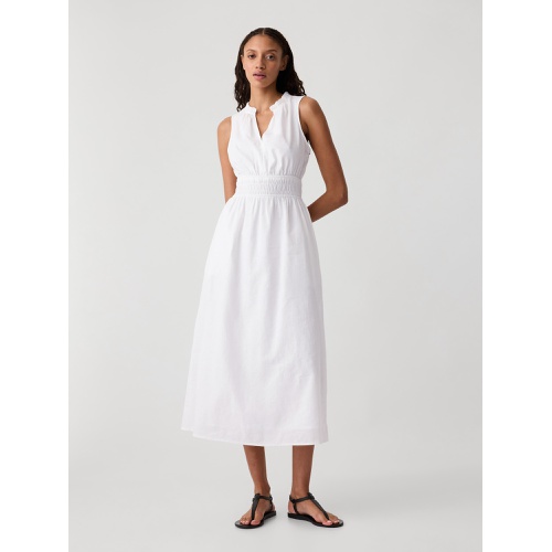 갭 Linen-Blend Splitneck Maxi Dress