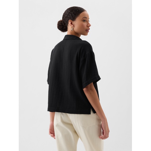 갭 Relaxed Gauze Popover Top