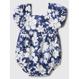 Baby Linen-Blend Puff Sleeve One-Piece