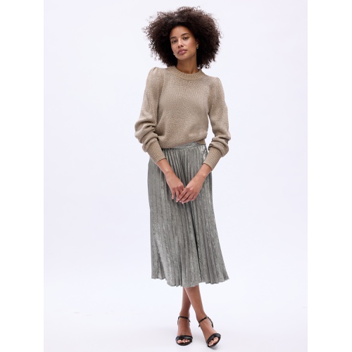 갭 Relaxed Metallic Pleated Midi Skirt