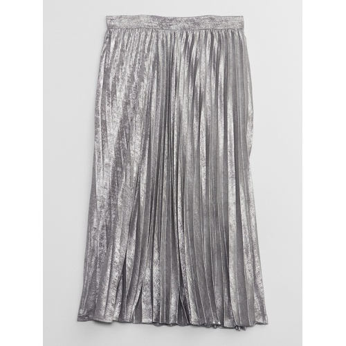 갭 Relaxed Metallic Pleated Midi Skirt