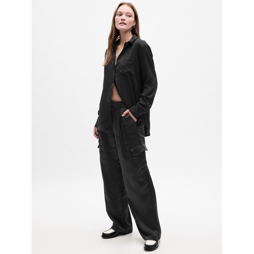 갭 Satin Pleated Cargo Trousers