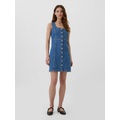 Denim Button-Front Mini Dress