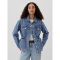 Oversized Cinched-Waist Denim Jacket