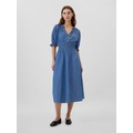 Denim Splitneck Midi Dress