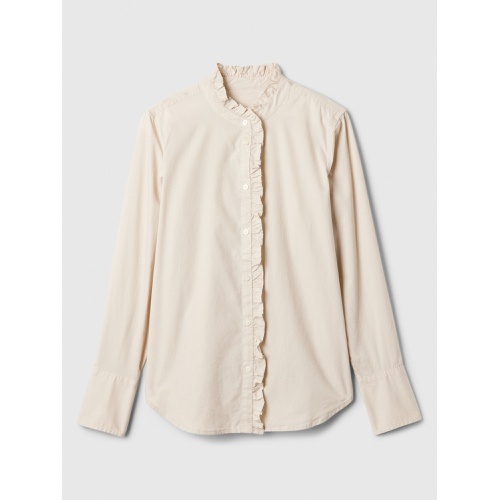 갭 Classic Poplin Ruffle Shirt