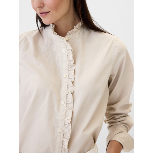 갭 Classic Poplin Ruffle Shirt