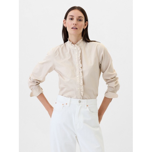 갭 Classic Poplin Ruffle Shirt