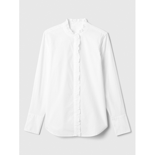 갭 Classic Poplin Ruffle Shirt