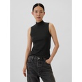 Ribbed Sleeveless Mockneck T-Shirt