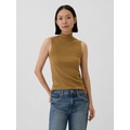 Ribbed Sleeveless Mockneck T-Shirt