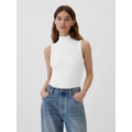 Ribbed Sleeveless Mockneck T-Shirt