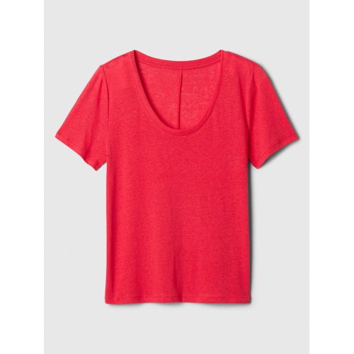 갭 Relaxed Linen-Blend Scoopneck T-Shirt