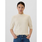 CashSoft Mockneck Puff Sleeve Sweater