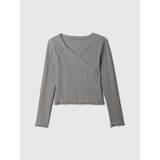 Kids Ribbed Wrap-Over Top