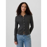 CashSoft Collared Button-Front Cardigan