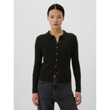 CashSoft Collared Button-Front Cardigan