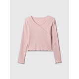 Kids Ribbed Wrap-Over Top