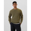 Oversized Fisherman-Stitch Crewneck Sweater