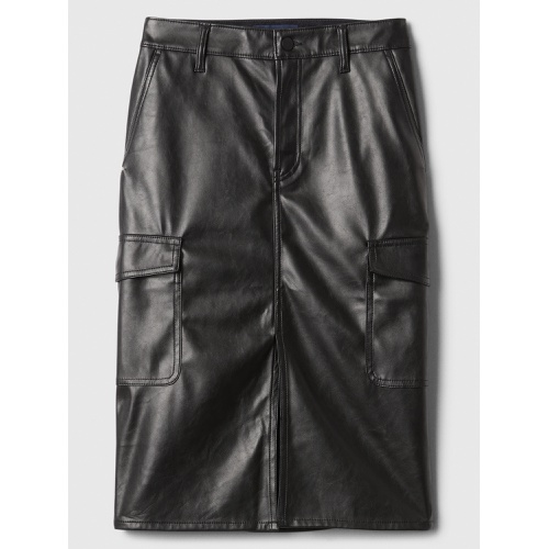 갭 100% Recycled Vegan-Leather Midi Pencil Cargo Skirt