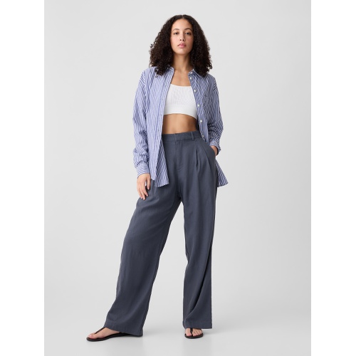 갭 Easy Wide-Leg Linen-Blend Trousers