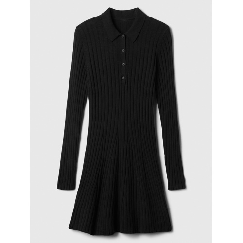 갭 CashSoft Ribbed Polo Sweater Mini Dress