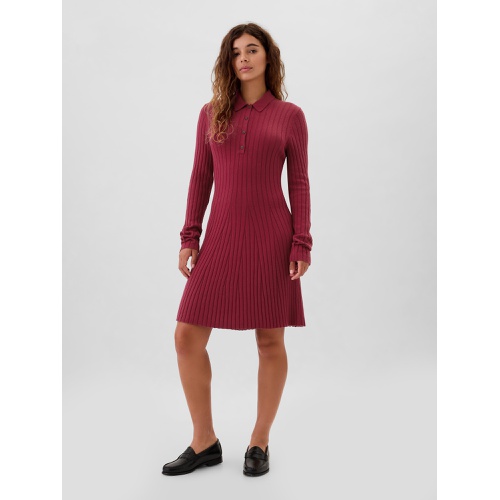 갭 CashSoft Ribbed Polo Sweater Mini Dress