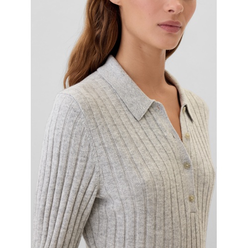 갭 CashSoft Ribbed Polo Sweater Mini Dress