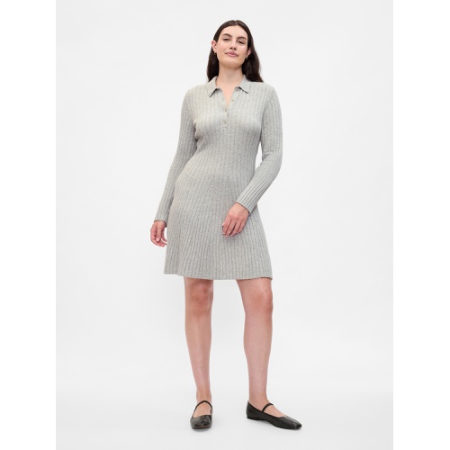 갭 CashSoft Ribbed Polo Sweater Mini Dress