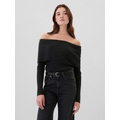 CashSoft Ribbed Off-Shoulder Sweater Top