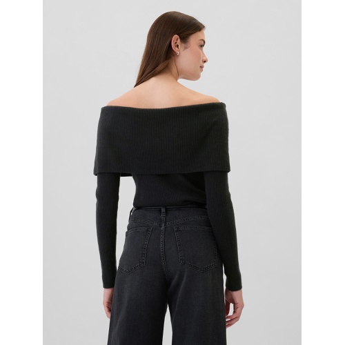 갭 CashSoft Ribbed Off-Shoulder Sweater Top