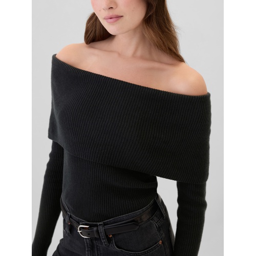 갭 CashSoft Ribbed Off-Shoulder Sweater Top