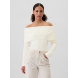 CashSoft Ribbed Off-Shoulder Sweater Top