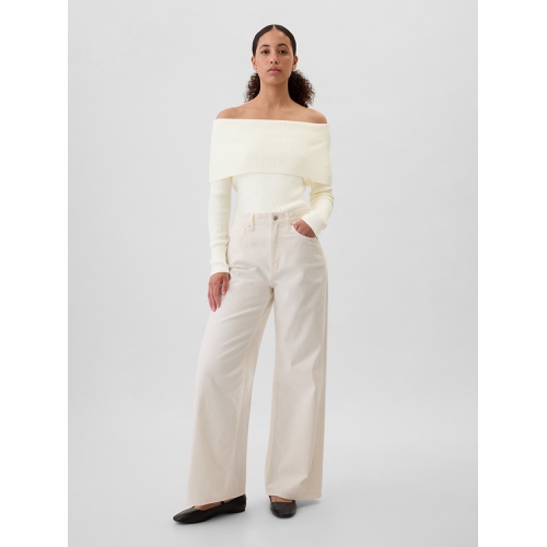 갭 CashSoft Ribbed Off-Shoulder Sweater Top