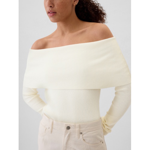 갭 CashSoft Ribbed Off-Shoulder Sweater Top