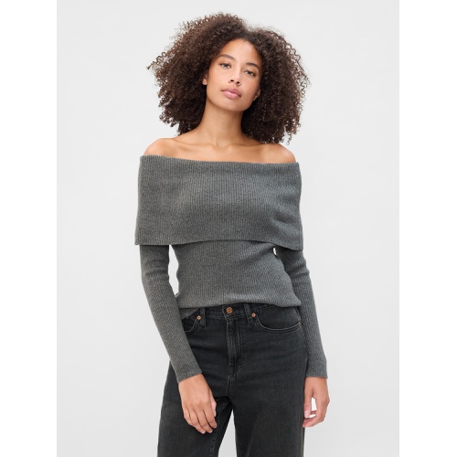 갭 CashSoft Ribbed Off-Shoulder Sweater Top