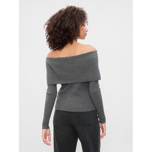 갭 CashSoft Ribbed Off-Shoulder Sweater Top