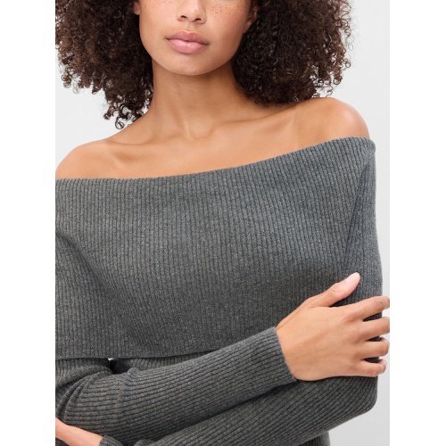 갭 CashSoft Ribbed Off-Shoulder Sweater Top