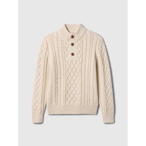 갭 Kids Cable-Knit Mockneck Henley Sweater