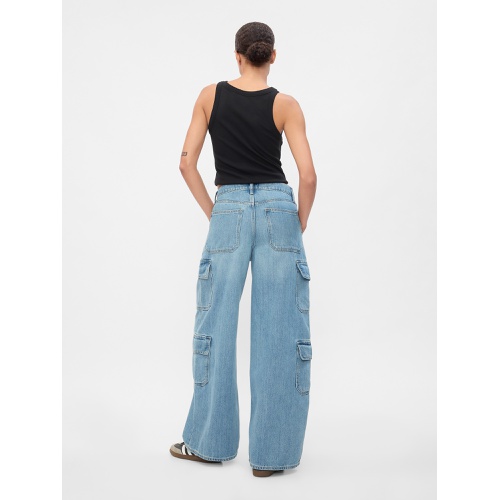 갭 Mid Rise Drapey Soft Baggy Cargo Jeans