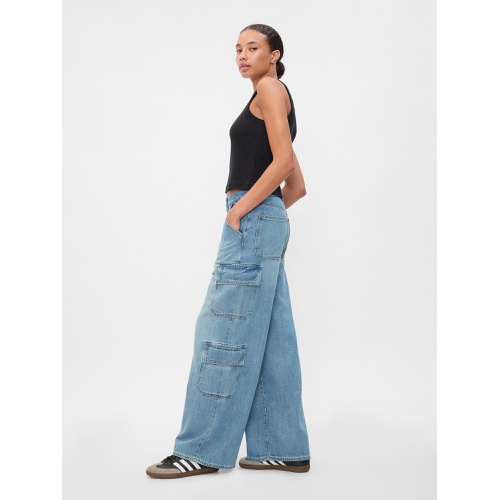 갭 Mid Rise Drapey Soft Baggy Cargo Jeans