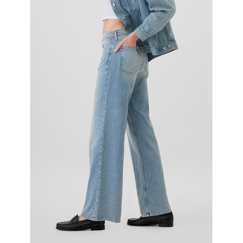 갭 High Rise Studded Wide-Leg Jeans