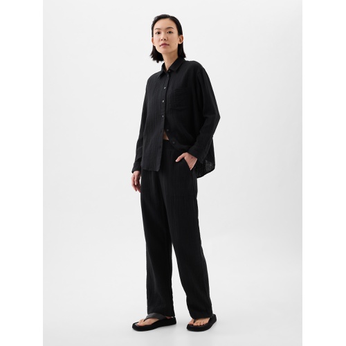 갭 Mid Rise Gauze Wide-Leg Pull-On Pants