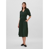 Smocked Splitneck Midi Dress